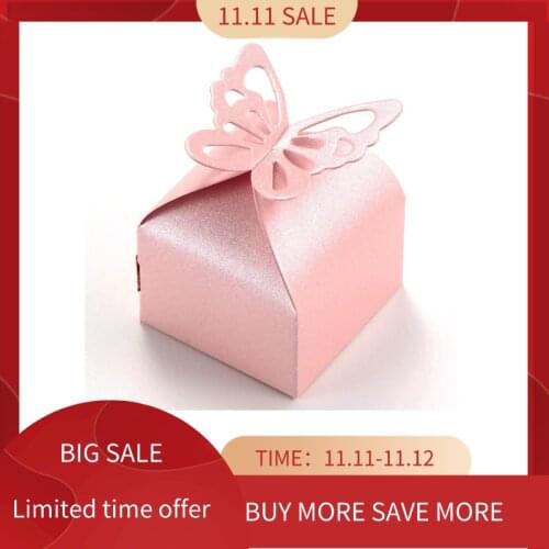 50pcs Butterfly Decoration Boite a Dragees Wedding Decoration Baptism Birth Rose