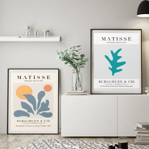 Henri Matisse Abstract Leaf Illustration Canvas Print Cutout Painting Exhibition Poster Wall Art Pictures Modern Room Home Decor