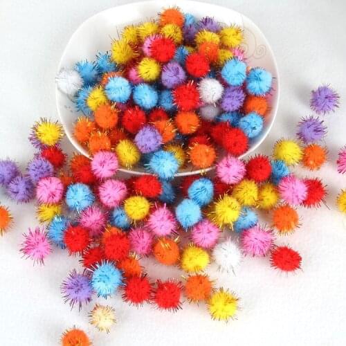 Glitter Pompom 15/20/25/30mm Fluffy Plush Craft DIY Pom poms Ball Fur ball Christmas Decoration Kids Toys Dolls Accessories