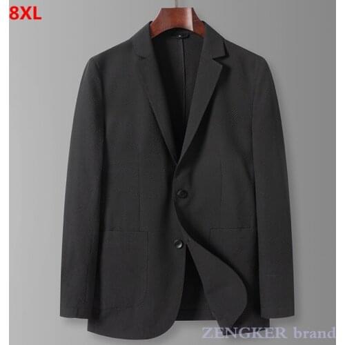 Large size business suit mens loose single western jacket plus size spring and autumn thin Blazers 7XL 8XL 6XL 5XL black blazer