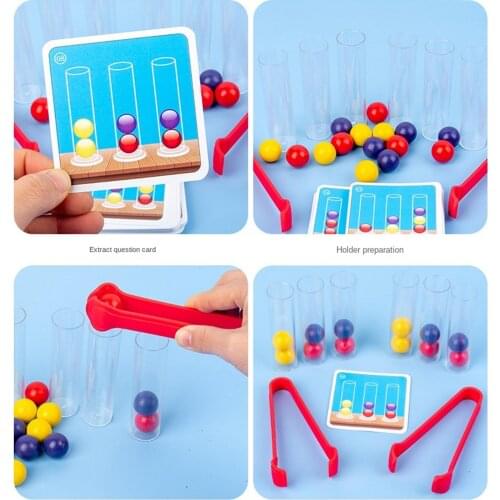 Montessori Bead Game Toys Fine Motor Skill Test Tube Clip Beads Color Match
