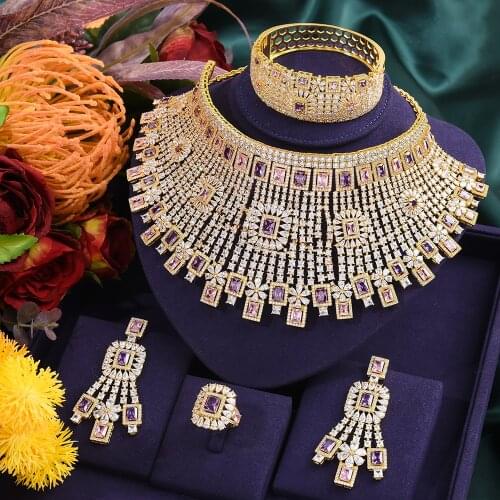 KellyBola Jewelry Ladies Luxury Full Cubic Zircon Jewelry Set High Quality Elegant Jewelry Set Banquet Dress Accessories 2021