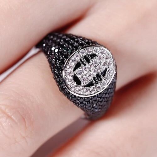 Anime Spirited Away Ghost Ring Hayao Miyazaki No Face Man Faceless Rhinestone Black Ring for Women Cartoon Cosplay Costume Gift