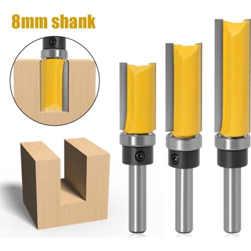 8mm Shank Flush Trim Router Bit Pattern Bit Top Bottom Bearing 5/8" Blade Template Wood Milling Cutter Carpenter Tool