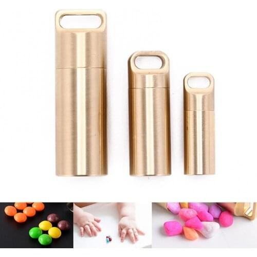Brass Sealed Bottle Waterproof Capsule Pill Box Outdoor Camping Firstaid Pendant