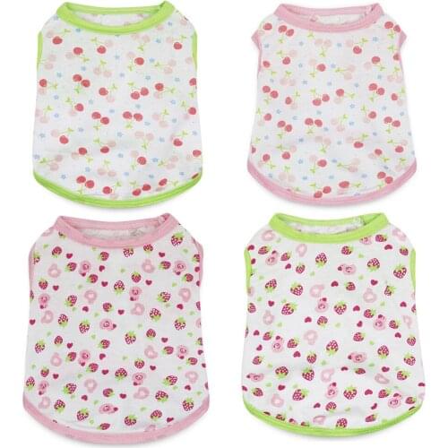 Summer Pet Clothing Fresh and Cute Shirt Cherry Strawberry Soft and Comfortable Vest Cool T-shirt Puppy Dog Clothes