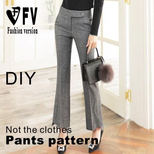 Micro flared trousers pattern women trousers design drawings clothing cutting drawings BCK-44
