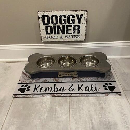 Custom Name Cute Pet Mat Waterproof Anti-slip Dog Mat Cat Mat Drinking Feeding Pet Placemat PU Leather Bowl Plate Pet Gift Pad