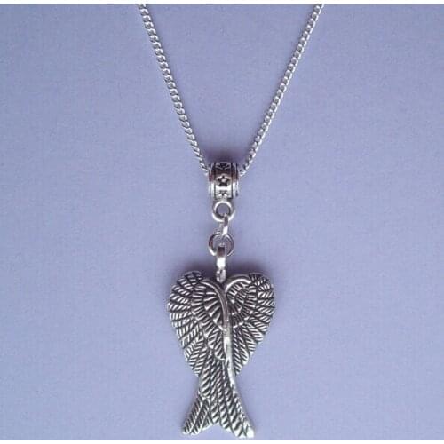 Fashion Jewelry Vintage Guardian Angel Wings Charm Pendant Necklace Sweater Necklaces DIY Holiday Gifts