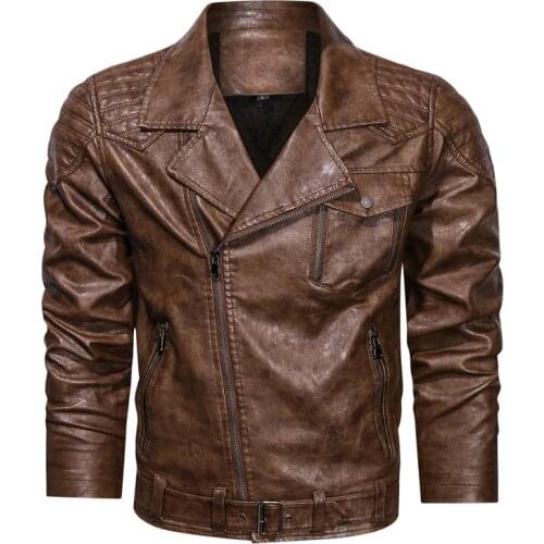 Mens Winter Pu Leather Fleece Jacket Vintage Motorcycle Jackets Male Biker Bomber Coats Fashion Fur Lined Warm Overcoat