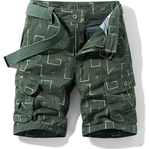 Mens Cargo Shorts Men 2021 Summer New Beach Running Shorts Street Wear Fashion Casual Green Jogger Sports Print Shorts Men