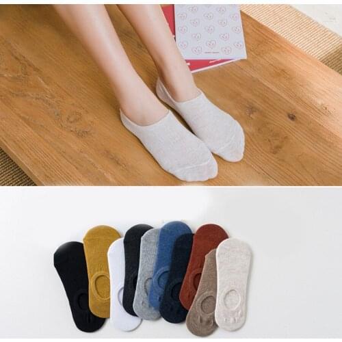 10 Pairs/lot No Show Cotton Socks Women 10 Solid Colors Thin Breathable Casual Low Cut Sock Non Slip Design Spring Summer Autumn
