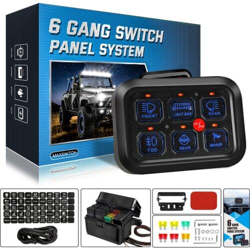 6 gangs Switch Panel Universal On-Off Control Power System LED Backlight Slim Electronic Relay System for SUV CAMPER RV MARINE
