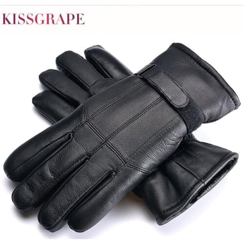 2020 Winter Warm Sheep Fur Gloves Super Thick for Men Genuine Leather Mittens Menss Autocycle Thickness Waterproof Gloves