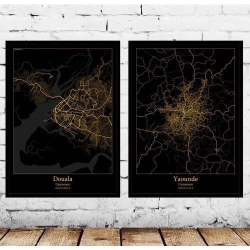 Douala Yaounde Cameroon Map Poster