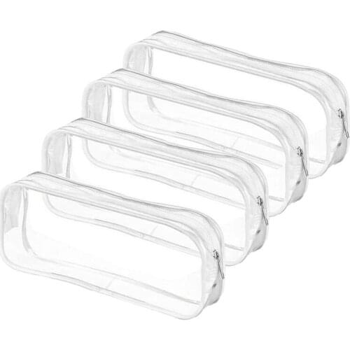 4 Pcs Clear Pencil Case Big Capacity Transparent Pen Pencil Bag PVC Pen Pencil Zipper Pouches