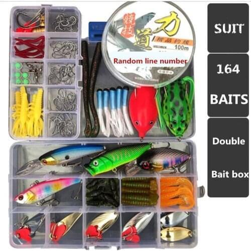 Fishing Bait Lures Accessories Fittings Kit for Fresh Salt Water + 2pcs Bait Box Fishing Tools Tackle Box Pesca
