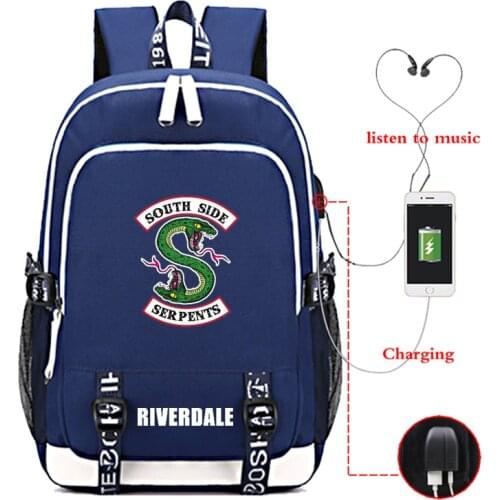 Riverdale USB Charge Backpack School Rucksack Fashion USB Charging Riverdale Backpack Beautiful Men Women Boys Girls School Bag