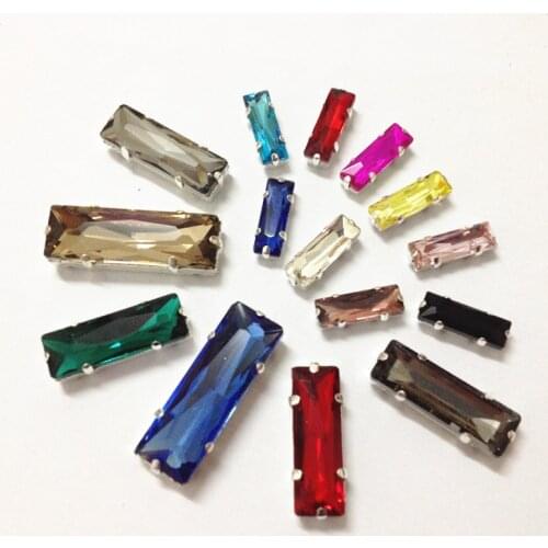 TopStone Baguette Rectangle Glass Crystal sew on claw rhinestone quality long rectangular sew-on beads dress jewelry making