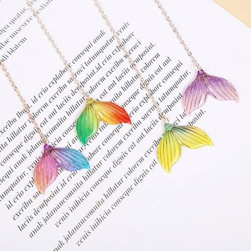 2pcs Metal Bookmarks Color Fishtail Pendant Exquisite Page Folder Chain Learning Stationery Book Marks DIY Decoration Clip