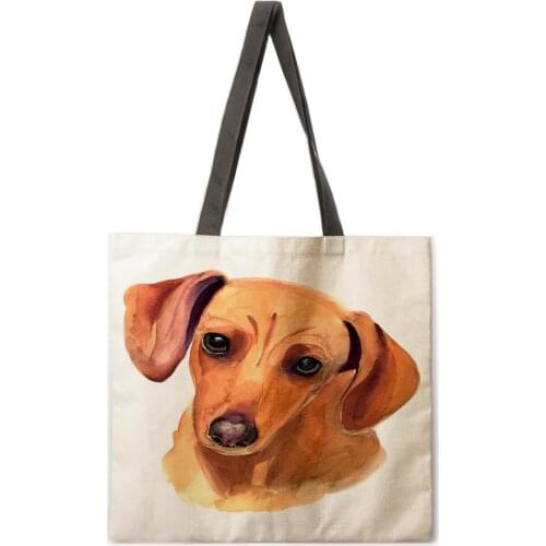 Animal head lady shoulder bag beach bag tote bag printing tote bag foldable shopping bag casual linen bag