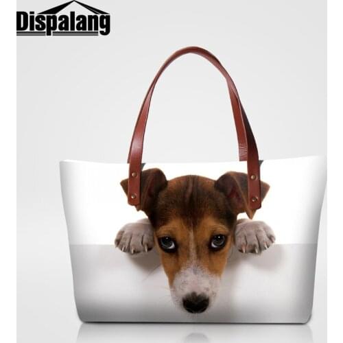 Dispalang cute Jack Russel dog printing womens handbags brand designer animal prints pug girls totes bags ladies top-handle bag