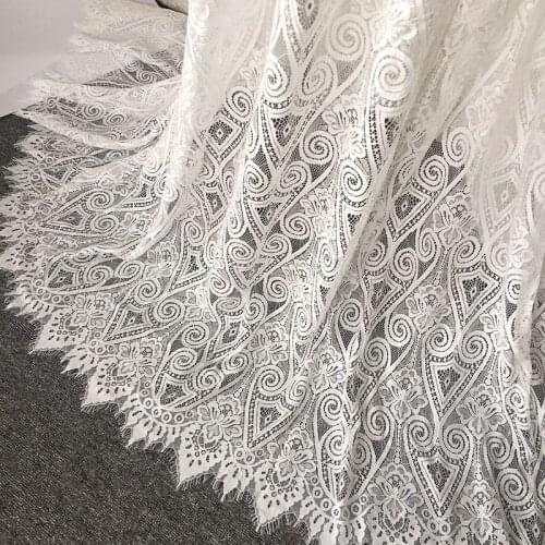 3M/Lot Classical Design Nylon Dress Eyelash Lace Soft Black White French Bilateral Chantilly Lace Fabric