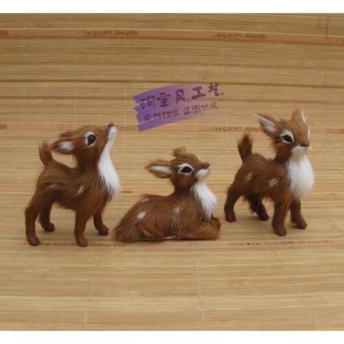 3 pieces a set mini simulation deer toys polyethylene & furs deer dolls gift about 9x6cm 0790