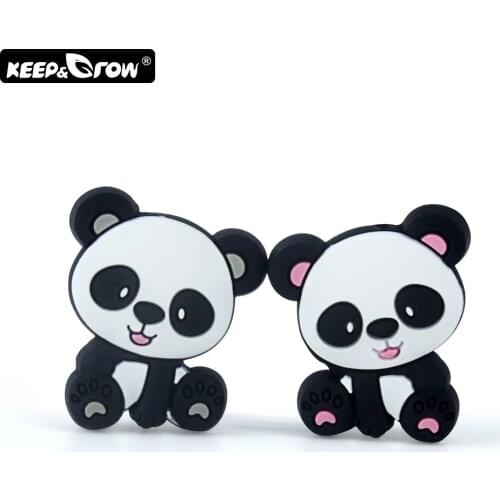Keep&Grow 5Pcs Panda Perle Silicone Beads Animal Teething Beads BPA Free Baby Teething Toys DIY Mordedor Beads Baby Products