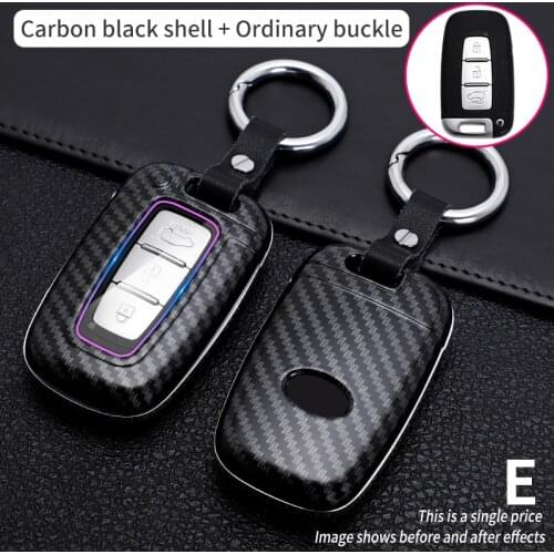 Car key case cover For Hyundai IX35 Sonata 8 For Kia Forte Rio 3 K2 K3 K5 Sportage Holder Shell Fob Accessories Carbon fiber