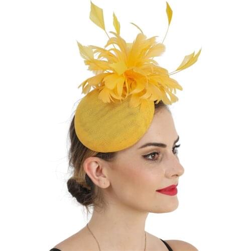 Elegant Bride Wedding Hair Hat Fashion New Fascinator Hair Band Women Derby Event Headpiece Fancy Feather Flower Hair Accessory