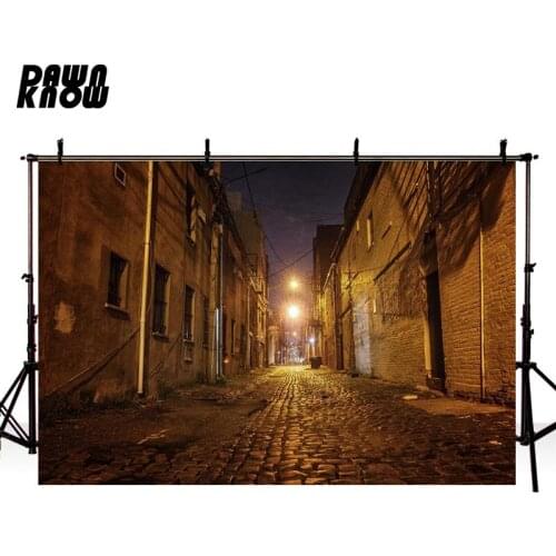 DAWNKNOW Night Street View Photography Background Oldstreet Outdoor Photographic Backdrops Photo Studio Wedding Photocall lv2695