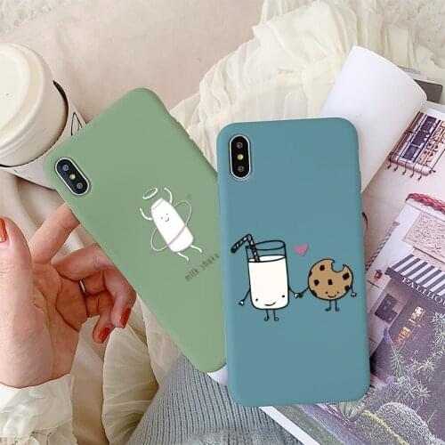 GYKZ Cute Cartoon Milk Biscuits Coffee Case Cover For iPhone 7 12 11 XS MAX XR X 8Plus Funny Food Print Soft Silicon Phone Coque