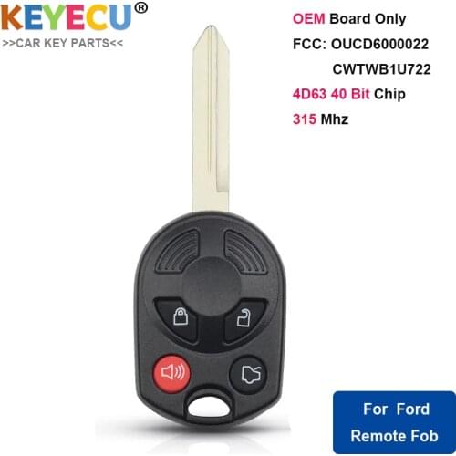 KEYECU Remote Car Key for Ford Escape Fusion Focus Edge Mustang,4 Buttons - 315MHz - 4D63 40 Bit Chip - OUCD6000022 / CWTWB1U722