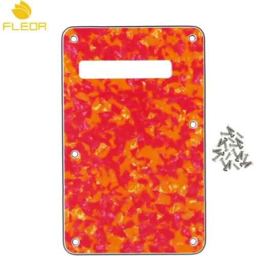 FLEOR 4Ply ST Electric Guitar Back Plate Tremolo Cover & Screws, Red Agate