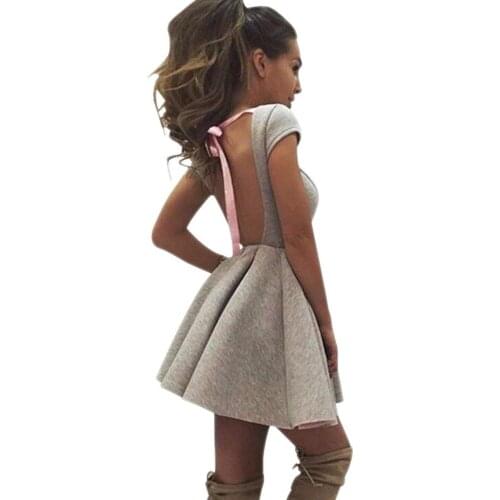 Summer Party Dresses Casual Princess Open Back Bow Backless Dresses O-neck A-Line Women Dresses Vestidos Robes Plus Size