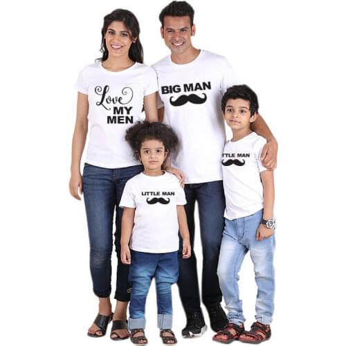 Cute Mustache Print Family T-shirt Big Man Little Man Dad Son Matching Clothes Fashion Family Look mommy and me clothes