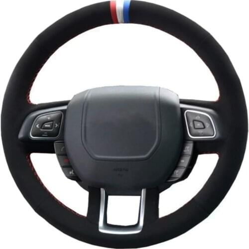 Car Steering Wheel Cover Hand-stitched Soft Black Suede For Land Rover Range Rover Evoque 2012 2013 2014 2015 2016 2017 2018