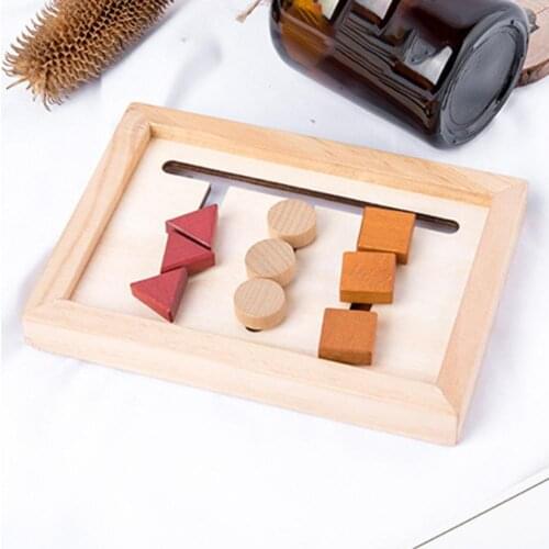 Wooden Round Square Triangle Shape Matching Kids Cognitive Training Board Game Matching Kids Training