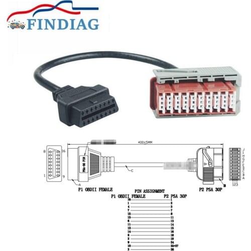 OBD2 interface PSA 30 Pin For Lexia3 for Citroen for Peugeot Adapter Connector PSA 30PIN Cable to 16PIN