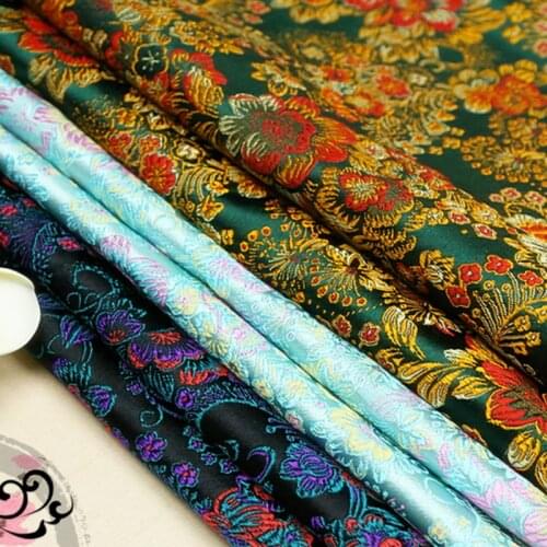 Brocade Glossy Satin Flower Fabric Dress Coat Cosplay Material 1 yard