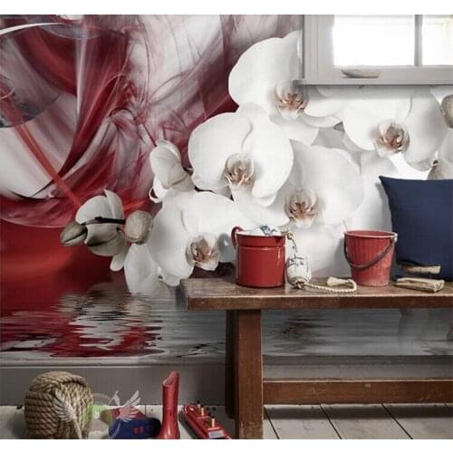 Custom wallpaper 3D photo murals modern beautiful butterfly orchid TV background wall paper mural 3d papel de parede