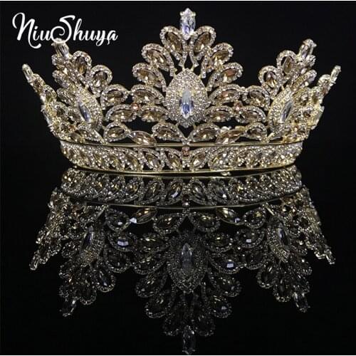 NiuShuya Baroque Luxury Wedding Hair Crown Crystal Princess Headband for Women Prom Queen Tiaras Pageant