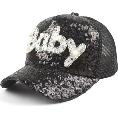 Seioum 2017 Gorras Fashion Casual Casquette Children Girls Baseball Cap Pearl Diamond Sequins Baby Snapback Caps Hats