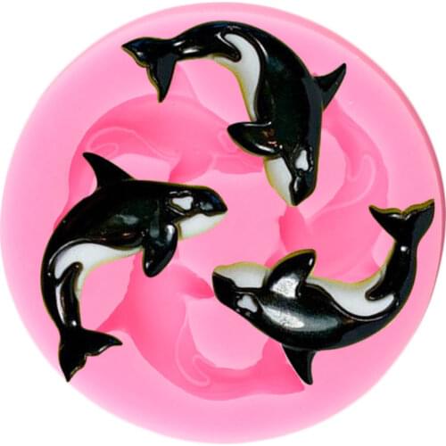 Killer Whale Silicone Mold Dolphin Cupcake Topper Fondant Cake Decorating Tools Jewelry Resin Clay Candy Chocolate Gumpaste Mold