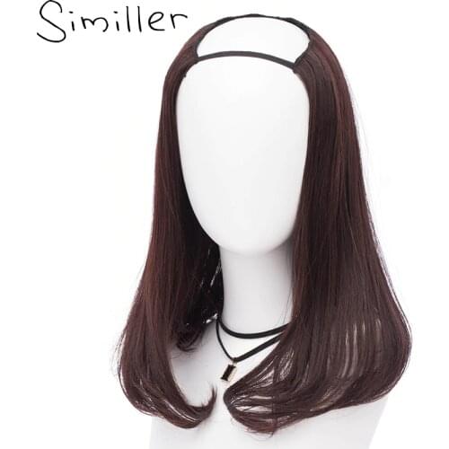 Similler Short Curly U Part Half Wig Synthetic Hair Piece For Women Invisible Full Head Clip in Hair Extension Heat Resistant