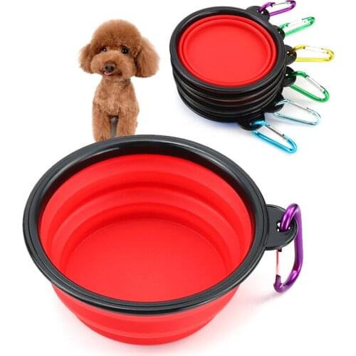 Dog Bowl Foldable Eco Firendly Silicone Pet Cat Dog Food Water Feeder Travel Portable Feeding Bowls Puppy Doggy Food Container
