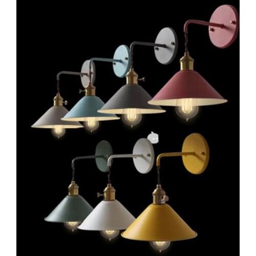 Modern minimalist creative living room staircase aisle bedroom bedside color E27 small black umbrella wall lamps free shipping