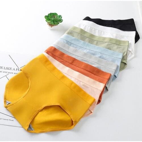 Women Cotton Underwear Seamless Panties Sexy Panty Female Breathable Solid Color Underpants Girls' Mid Waist Lingerie Briefs