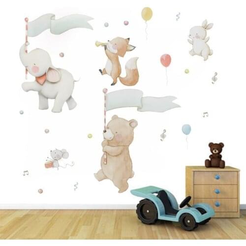 Cartoon Animals Party Wall Stickers for Kids room Decor Nuresery Baby room Decoration Eco-friendly Vinyl Wall Decals Home Decor